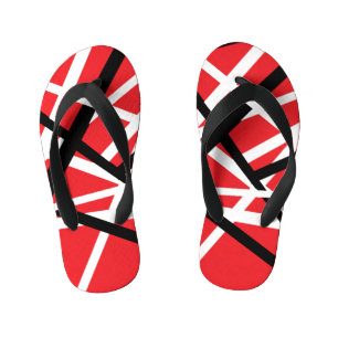 Red, Black, and White Graphic  Kid's Flip Flops