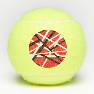 Red, Black, and White Graphic Tennis Balls