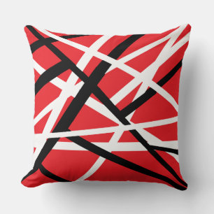Red, Black, and White Graphic  Throw Pillow