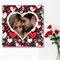 Red, Black and White Hearts and Flowers Photo
