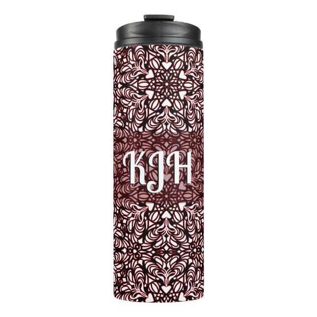 Red, Black and White Hearts  Thermal Tumbler (Front)