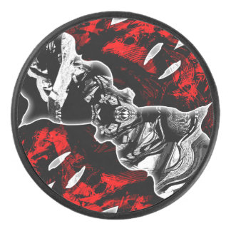 Red Black and White Hockey Puck