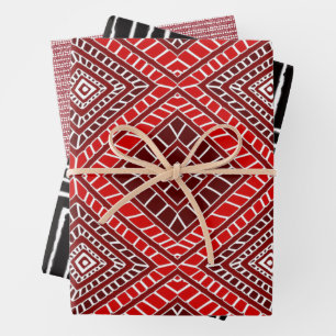 Red Black and White Kwanzaa Wrapping Paper Sheet