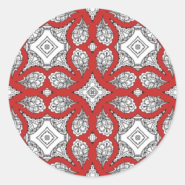 Red, Black and White Mandala Stickers (Front)