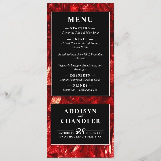 Red Black and White Modern Christmas Wedding Program (Front)