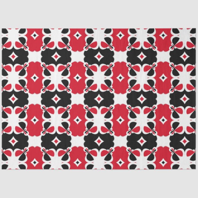Red Black and White Modern Geometric Pattern Tissue Paper (Front)