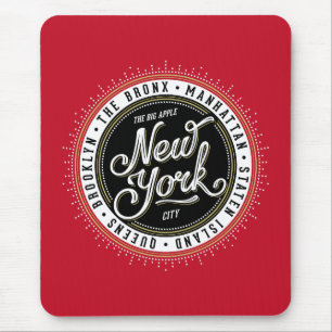 Red, Black and White New York City Logo Mouse Pad