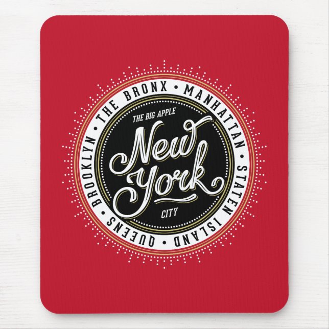 Red, Black and White New York City Logo Mouse Pad (Front)
