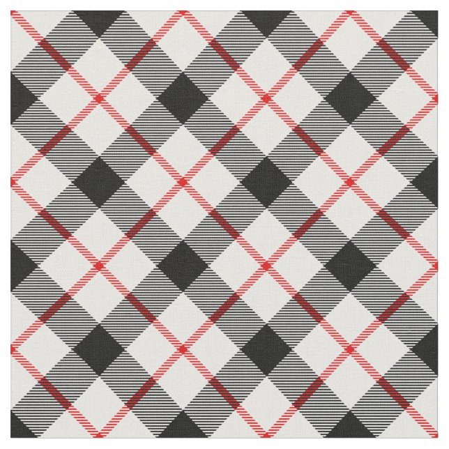 Red Black and White Plaid Fabric (Close Up)
