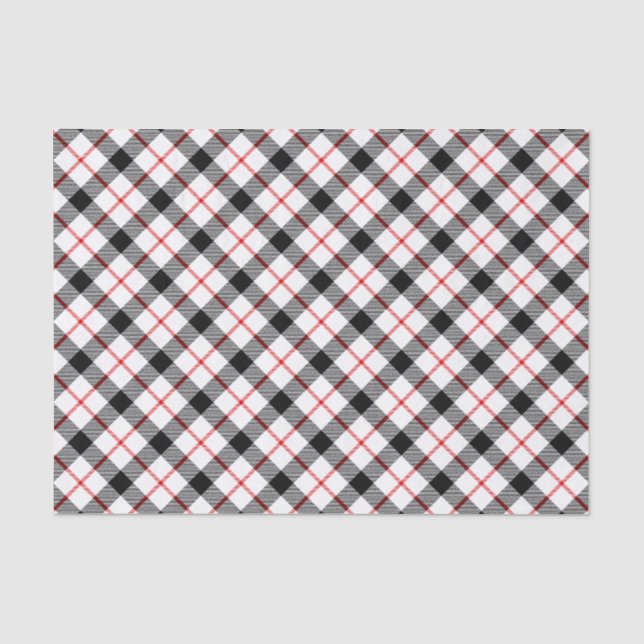 Red Black and White Plaid Holiday Tissue Paper (Front)