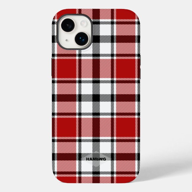 Red, Black and White Plaid Iphone Case HAMbWG (Back)