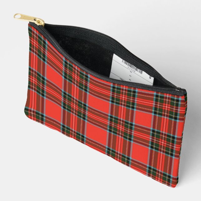 Red Black and White Plaid Pattern Accessory Pouch (Open)