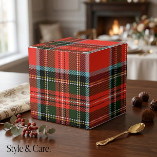 Red Black and White Plaid Pattern Classic Favor Box