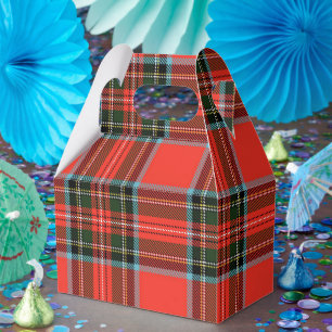 Red Black and White Plaid Pattern Gable Favor Box