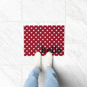 Red Black and White Polka Dot Doormat
