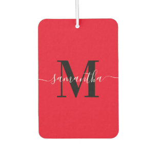 Red Black and White Signature Monogram Heart Photo Air Freshener