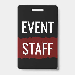 Red Black And White Simple Event Staff Badges