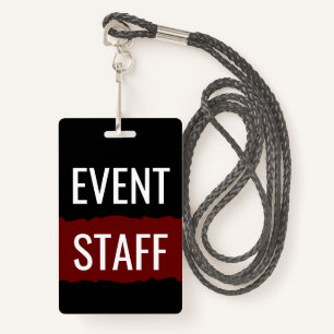 Red Black And White Simple Event Staff Badges