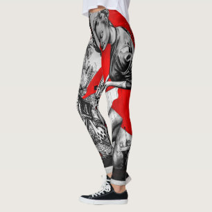 Red, Black and White Street Art Graffiti Leggings