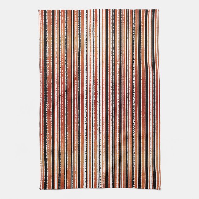 Red, Black, and White Striped Pattern Kitchen Towe Kitchen Towel (Vertical)
