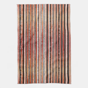 Red, Black, and White Striped Pattern Kitchen Towe Towel