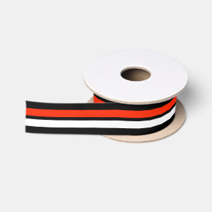 Red Black and White Striped Satin Ribbon