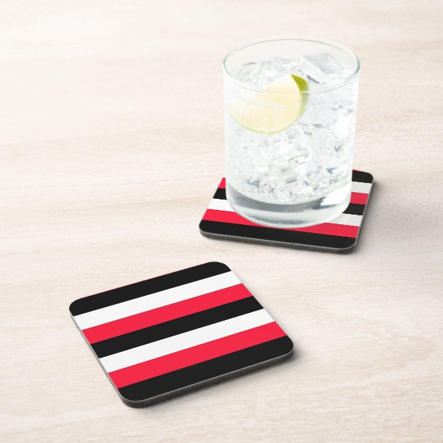 Red, black and white stripes coaster (Right Side)
