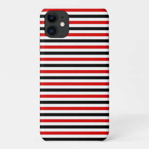 Red Black and white stripes design iPhone 11 Case