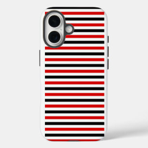 Red Black and white stripes design iPhone 16 Case