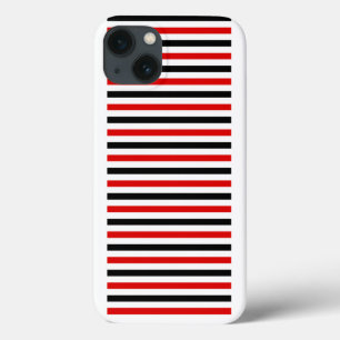 Red Black and white stripes design iPhone 13 Case