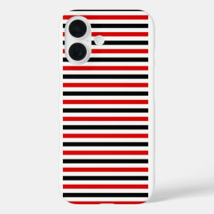 Red Black and white stripes design iPhone 16 Case