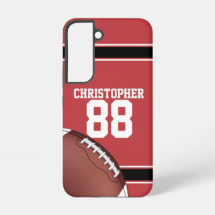 Red Black and White Stripes Football Jersey Samsung Galaxy Case