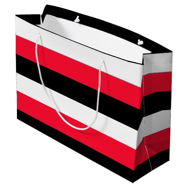 Red, Black and White Stripes gift bag (Back Angled)