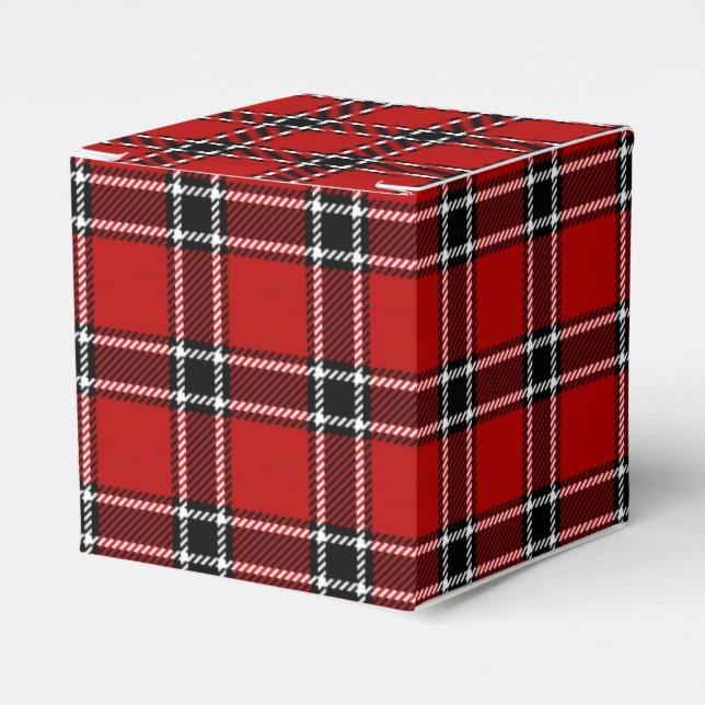 Red Black and White Tartan Favor Box (Front Side)