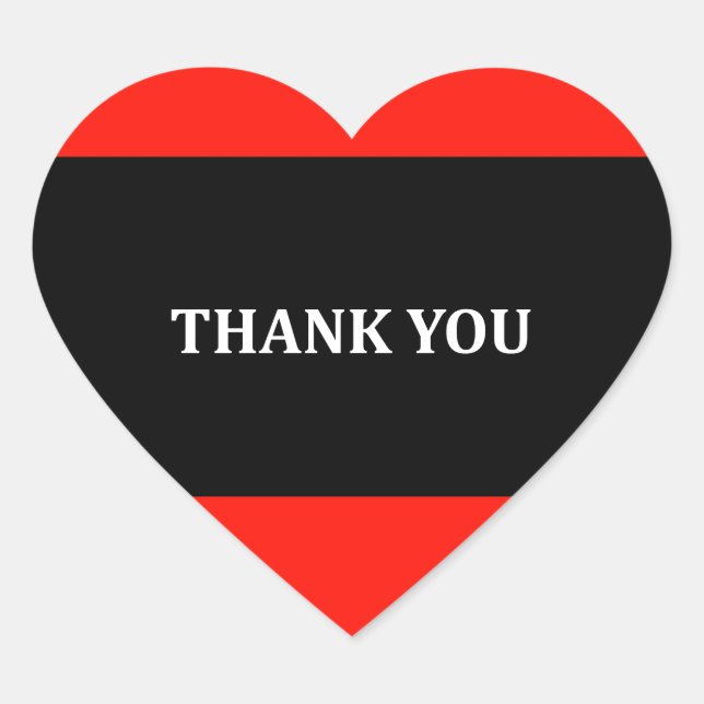 Red, black and white Thank you Heart Sticker (Front)