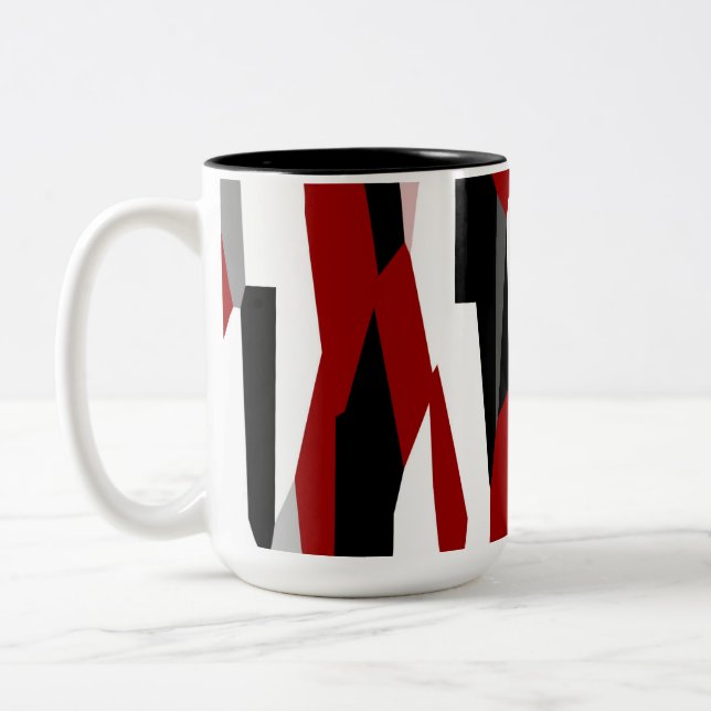Red Black and White Two-Tone Coffee Mug (Left)
