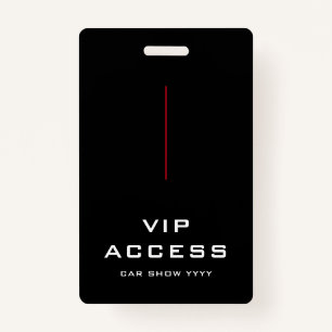 Red Black and White VIP Access ID Badge