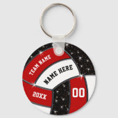 Red Black and White Volleyball Gifts, Volleyball Keychain (Front)