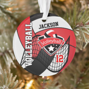 Red, Black and White Volleyball 🏐❤ Ornament