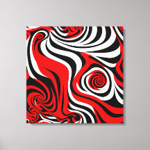 Red, Black and White Wave Pattern