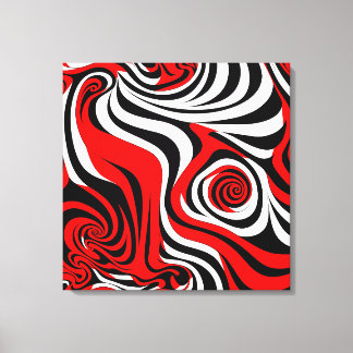 Red, Black and White Wave Pattern Canvas Print