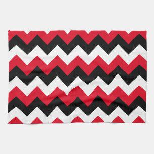 Red Black and White Zigzag Kitchen Towel