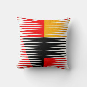 Red, black, and yellow artwork throw pillow