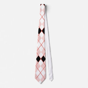 Red & Black Argyle Abstract Pattern Men's Tie