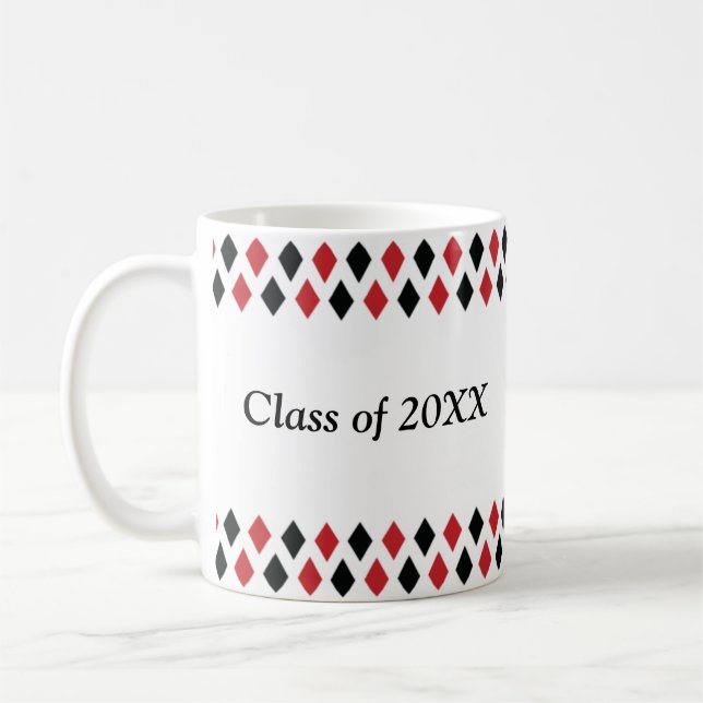 Red & Black Argyle Personalized Class Of Mug (Left)