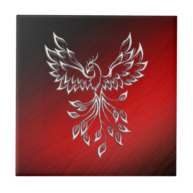 Red Black Ashes and Phoenix Glass Tile (Front)