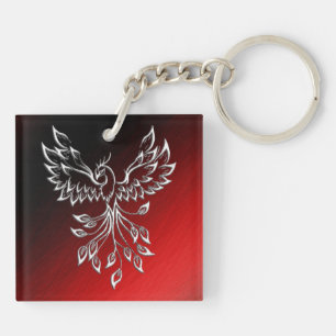 Red Black Ashes and Phoenix Keychain
