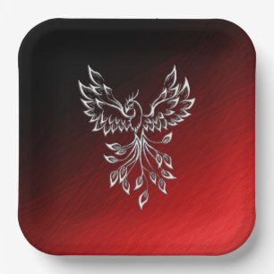 Red Black Ashes and Phoenix Paper Plate