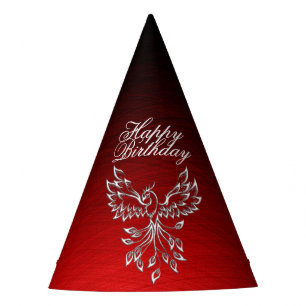 Red Black Ashes and Phoenix Party Hat