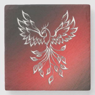 Red Black Ashes and Phoenix Stone Coaster